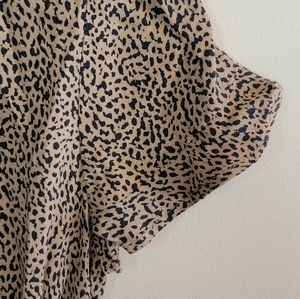 NWT Loft Petite Black & Tan Leopard Print V-neck Midi Shirt Dress Size 4P - Picture 5 of 8